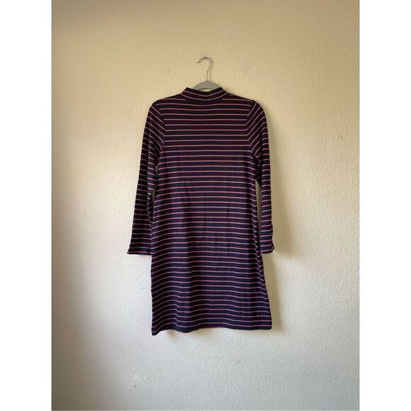 NWT j jill mock neck sweater dress striped navy and pink size small - Picture 2 of 6